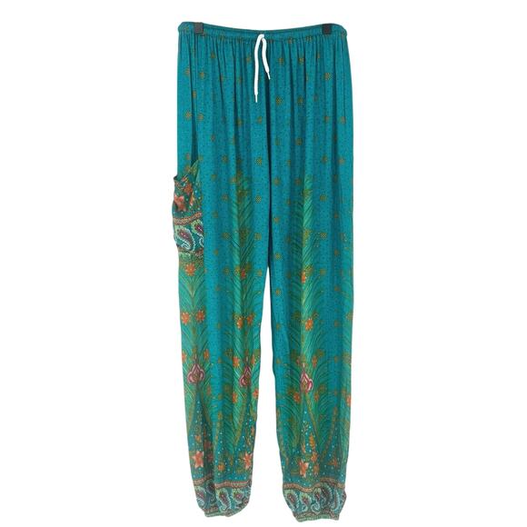 EARTHBOUND Pants - Earthbound Trading Co Aqua Blue Genie Drawstring Pants Size L